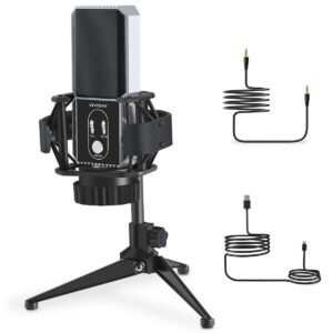 VIVIDAY USB Microphones for Podcasts Videos, Streaming, Gaming, Podcasting, Compatible with Laptop Or Desktop Windows Computer,Omnidirectional Recording Modes,with Tripod Stand