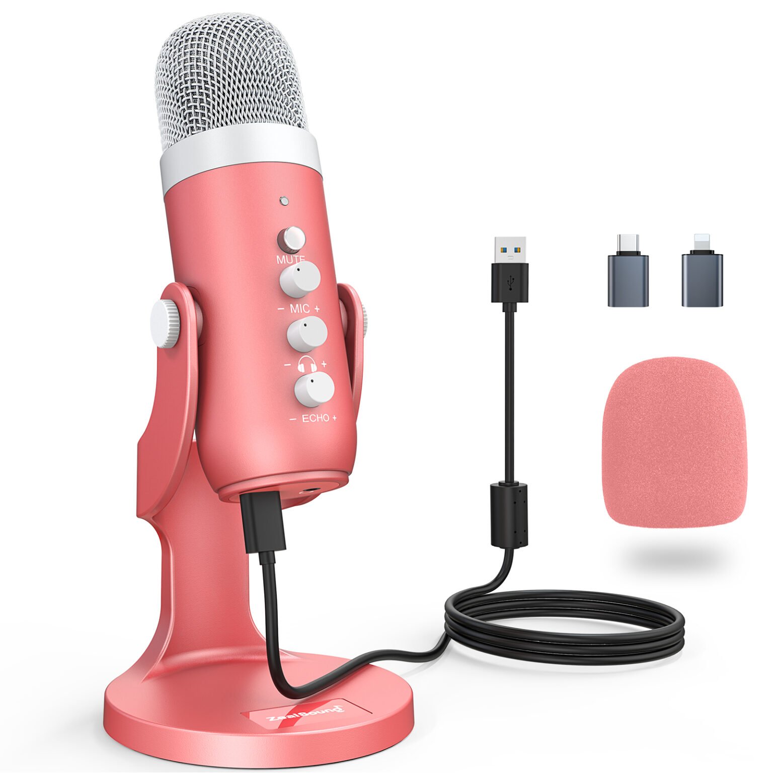 ZealSound USB Microphone Condenser PC Mic For Gaming Streaming Podcasts With Headphone Output Volume Gain Control - View #10