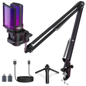 thumbnail interactive-video image 1 of IXTECH USB Gaming Microphone – Noise Cancelling Condenser Mic With RGB, Tripod, Pop Filter 1 of 10