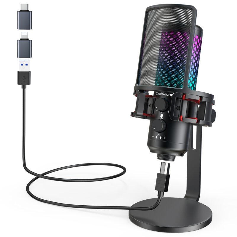 ZealSound Gaming USB Microphone for iPhone Phone PC