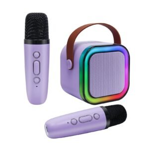 Mini Karaoke Machine for Kids, Haomuren Portable Speaker with 2 Wireless Microphones,Easter Birthday Gifts Girl Singing Karaoke Machine for 3,4,5,6,7,8,9,10,12+Year Old, Karaoke Gifts for Girls Purple