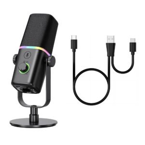 Zealsound Dynamic Microphone With Cable Can Be Connected To Computer, Cell Phone, RGB Light Effects, Touch Mute, Volume And Monitor Sound Adjustment, With XLR Connector And 3.5mm Connector