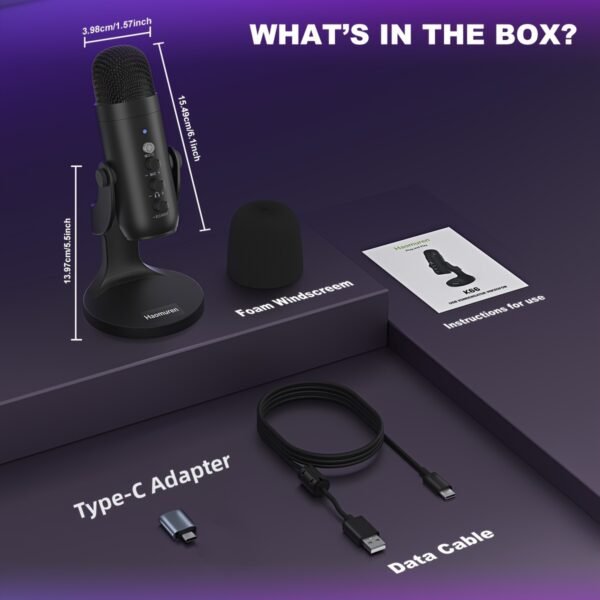Microphone USB Osmond - Plug & Play, Réduction De Bruit, Directivité 360° | Pour Gaming, PC, Conférences