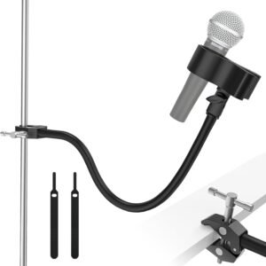 ZealSound Microphone Stand,Gooseneck Arm with Heavy Duty Crab Clamp for Round Pipes & Desktops,Flexible Boom Mount with Mic Clip for Podcast,Compatible with Blue Snowball, Razer, Pyle & More 19 Inch