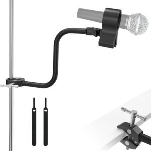 ZealSound Microphone Stand,Gooseneck Arm with Heavy Duty Crab Clamp for Round Pipes & Desktops,Flexible Boom Mount with Mic Clip for Podcast,Compatible with Blue Snowball, Razer, Pyle & More 13 Inch