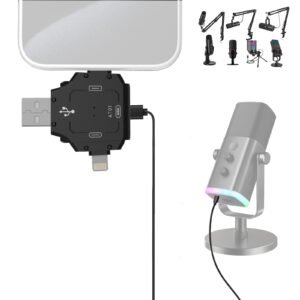 ZealSound 3-in-1 USB Mic Adapter: USB-C + Lightning + USB-A for iPhone Android PC