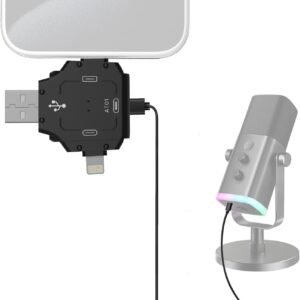 ZealSound at01 USB Microphone Adapter – 3-in-1 Audio-Only Plug & Play Mic Adapter with USB-C, Lightning & USB