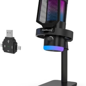 ZealSound KX6 Wireless Desktop Microphone for PC, Mac, iPhone, iPad & Android, 2.4G with 3-in-1 Receiver